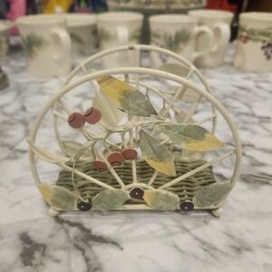 Vintage Grape & Leaf Metal Napkin Holder‎ | Farmhouse Kitchen Decor
